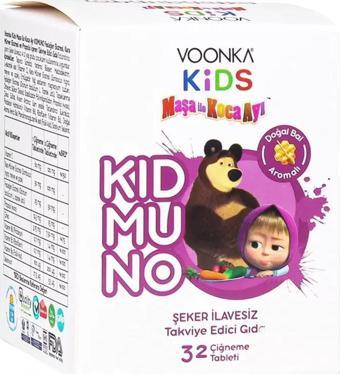 Voonka Kids Maşa İle Koca Ayı Kidmuno 32 Çiğneme Tableti