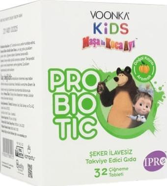 Voonka Kids Maşa ile Koca Ayı Probiyotik 32 Çiğneme Tableti