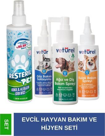 Kedi Koku Giderici Hijyen Spreyi 200ml ve Ağız Göz Kulak Temizleme Hipokloröz Köpek Kedi Bakım Seti