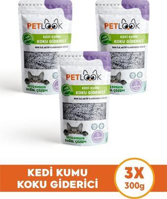 Petlook Kedi Kumu Koku Giderici, Bor ve Aktif Karbonlu Koku Giderici, Lavantalı Koku Giderici 300GRx3 Adet