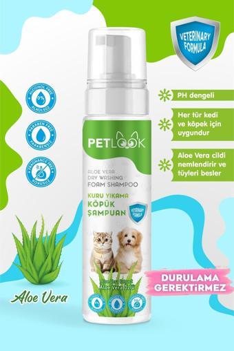 Petlook Köpek Kuru Köpük Şampuanı Aloavera Özlü 200 ml, Köpük Kedi ve Köpek Şampuanı