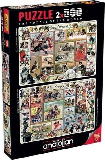 Anatolian 3611 Sevimli Kediler Ve Komik Köpekler 2x500 Parça Puzzle