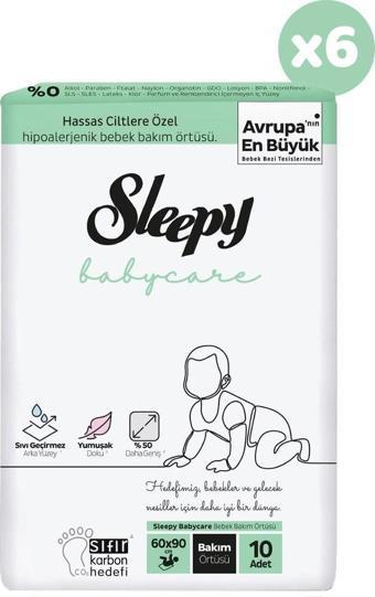 Sleepy Babycare Bebek Bakım Örtüsü 10 Adet x 6