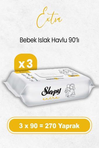 Sleepy Extra Islak Bebek Havlusu 90 x 3 Adet (270 Yaprak)