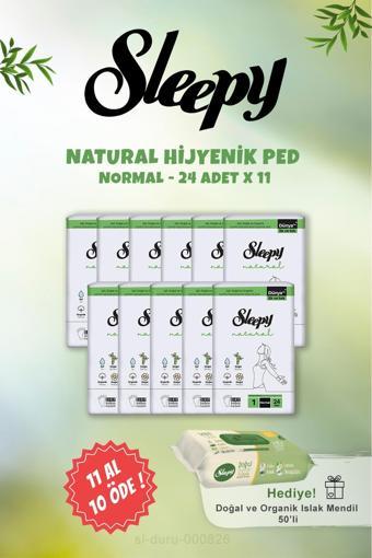 Sleepy Natural Normal Hijyenik Ped 24 Adet ve Doğal Islak Mendil 50 li