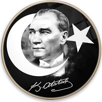 Zidekor Atatürk Yuvarlak Cam Tablo | Hediyelik, Dekoratif, Ofis, Mutfak