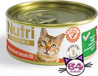 Nutri Feline 85Gr Hindi Etli Tavşan Etli Tahılsız 64Adet Yaş Kedi Maması