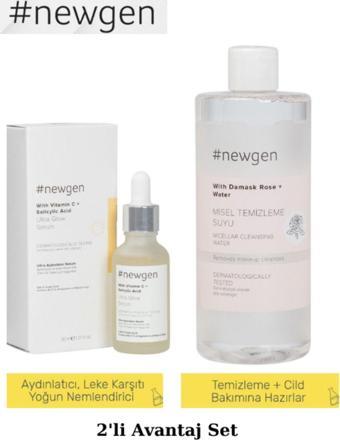 Newgen Ultra Glow Aydınlatıcı Serum 30ml, Micellar Cleansing Water Misel Temizleme Suyu 400ml 2'li S