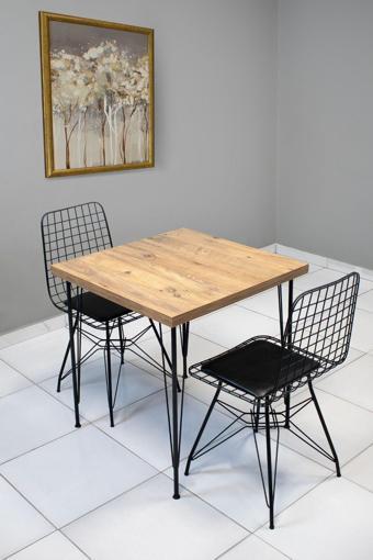 Zuesse Dizayn Akel 70X70 Yemek Masa Sandalye Takımı 2 Kişilik Telli Sandalye Salon Balkon Cafe Takım - Çam