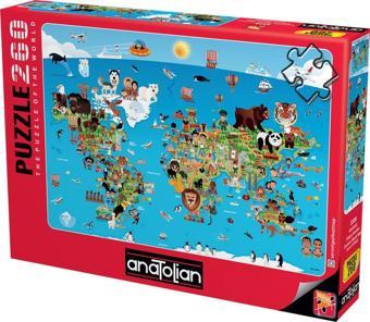 Anatolian 260 Parça XL Puzzle - Karikatür Dünya Haritası 3338