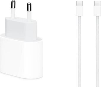 Apple Uyumlu Iphone 15 -16 Pro Max Type-c to Type-c 20w Şarj Adaptörü Ve Şarj Kablosu Seti