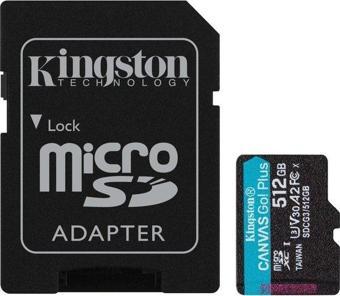 Kingston Microsdxc Canvas Go Plus 512GB Kart + 512GB Sd Adaptör