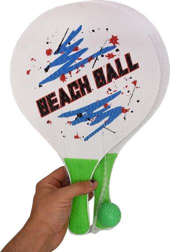 Udatoys Beach Ball Tenis Raketi Ahşap Tahta 2Li Raket Ve Pinpon Top Seti