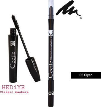 Cecile All Day Performance Sürme Eyeliner 02 Siyah + Mascara Classic