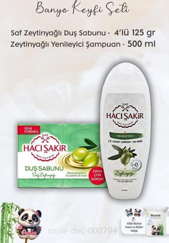 Hacı Şakir Doğal Saf Geleneksel Beyaz Sabun 4 x 200 gr, Zeytinyağlı Şampuan ve ROSIE