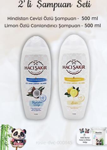 Hacı Şakir Hindistan Cevizi Şampuan 500 ml, Limonlu  Şampuan 500 ml ve ROSIE