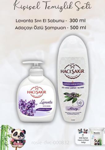 Hacı Şakir Lavanta Dinlendirici Sıvı Sabun 300 ml, Adaçayı Şampuan 500 ml ve ROSIE