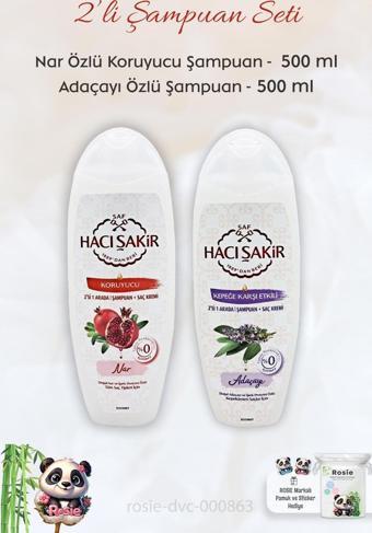 Hacı Şakir Nar 2si 1 Arada Şampuan 500 ml, Adaçayı Şampuan 500 ml ve ROSIE