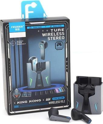 FINEBLUE KINGKONG BT5.2 TWS KULAKİÇİ ÇİFT MODLU ENC DOKUNMATİK KONTROLLÜ KABLOSUZ BLETOOTH OYUNCU KULAKLIĞI GRİ-SİYAH