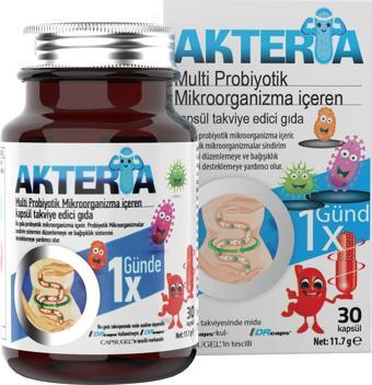 Akteria 23 farklı Probiyotik Mikroorganizma içeren 30 Enterik Kapsül