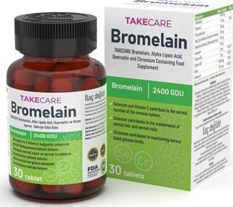 TAKECARE Bromelain, Alfa Lipoik Asit, Kuersetin ve Krom İçeren Takviye Edici Gıda 30 Tablet