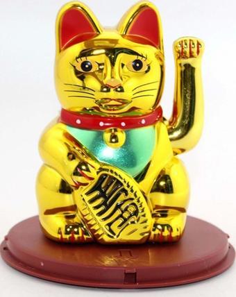 Maneki Neko Feng Shui Bereket Şans Mutluluk Çağıran Şans Kedisi Solar Panelli Hareketli Pati Feng Sh