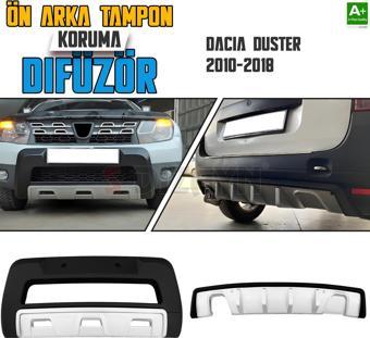 S-Dizayn Dacia Duster Ön ve Arka Tampon Koruma Difüzör Seti 2010-2018 A+ Kalite