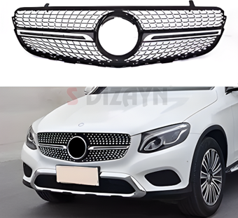 S-Dizayn Mercedes GLC X253 Ön Panjur Parlak Siyah Piano Black Diamond Model 2015-2019