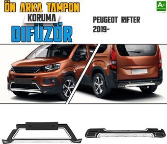 S-Dizayn Peugeot Rifter Ön ve Arka Tampon Koruma Difüzör Seti 2019 Üzeri A+ Kalite