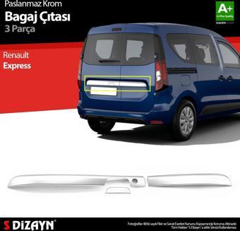 S-Dizayn Renault Express Krom Bagaj Çıtası 3 Prç. 2021 Üzeri