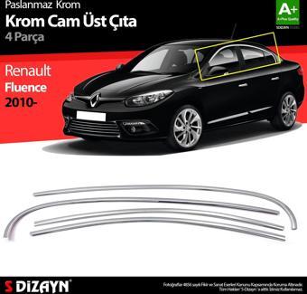 S-Dizayn Renault Fluence Krom Cam Üst Çıtası 4 Prç 2010 Üzeri