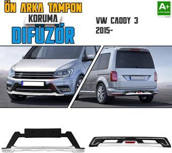 S-Dizayn VW Caddy 3 Ön ve Arka Tampon Koruma Difüzör Seti 2015-2020 A+ Kalite