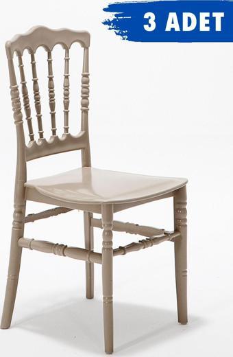 Modalife 3 Adet Miray Cappucino Pratik Sandalye / Balkon-Bahçe-Mutfak