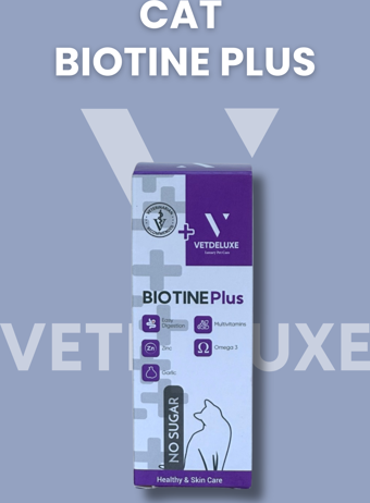 Vetdeluxe Biotine Çinko Katkılı Likit Kedi Tüy Dökülmesi Engelleyici Deri ve Tüy Sağlığı Damlası 100 Ml