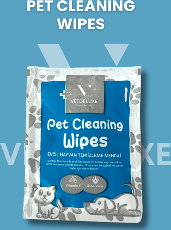 Vetdeluxe Pet Wipes E Vitamini Aloe Vera Destekli Evcil Hayvan Temizleme Havlusu 21x21 Cm