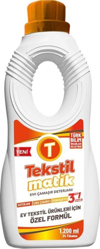 Tekstilmatik Ev Tekstili 3'ü 1 Arada Sıvı Vegan Çamaşır Deterjanı 1200 ml