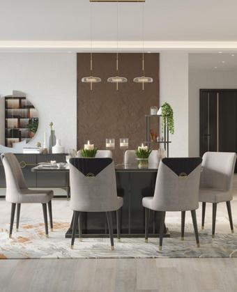 Modalife Bella 6 Sandalye 1 Sabit Masa Yemek Masası Takımı 6 Kişilik - Antrasit