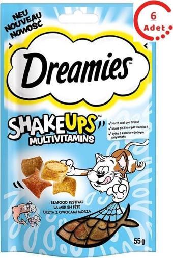 Dreamies Shakeups Multivitaminli Deniz Ürünleri Kedi Ödül Maması 55 gr x 6 Adet