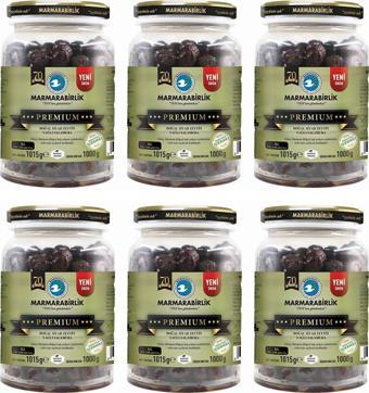 Marmarabirlik Premium XL Siyah Zeytin 1000 gr Cam Pet x 6 Adet