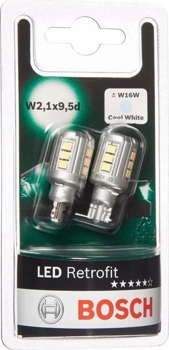 Bosch Led Retrofit W16W T15 Dipsiz Led Ampul 12V 6000K (W2,1x9,5d)