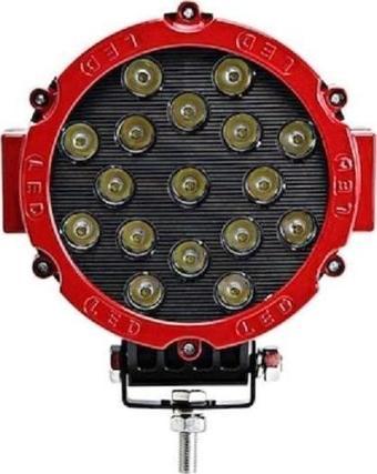 7'' Beyaz Led Kırmızı Yuvarlak Off Road Sis Farı Çalışma Lambası 17 Led 10-30V 51W