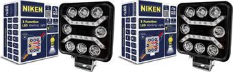 Niken Pro 8 Led Kare 3 Fonksiyonlu Off Road Sis Farı Çalışma Lambası 2 Adet 12-24V 27W