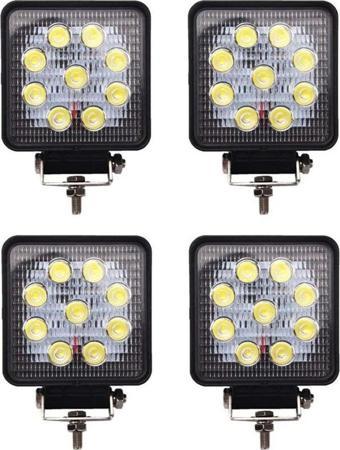 Wolfram 9 Led Kare Off Road Sis Farı Çalışma Lambası 4 Adet 10-30V 27W