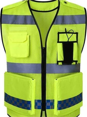 Motoanl Motosiklet Reflektörlü Yelek Polyester Kumaş Çok Fonksiyonlu Cepler Motor Yelek Neon
