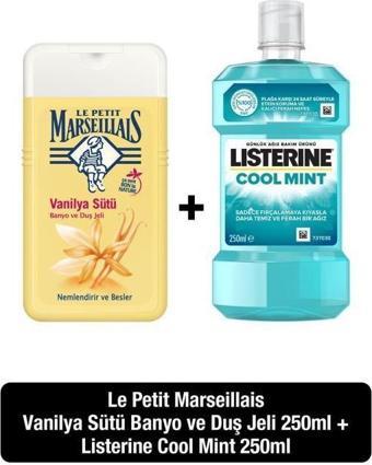 Le petit marseillais vanilya sütü duş jeli 250 ml + Listerine cool mint 250 ml