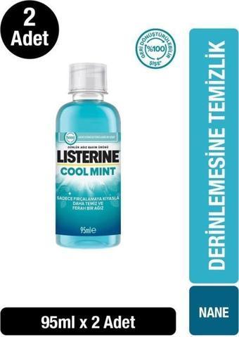 Listerine Cool Mint Ağız Bakım Suyu 95 ml x2 Seyahat Boy