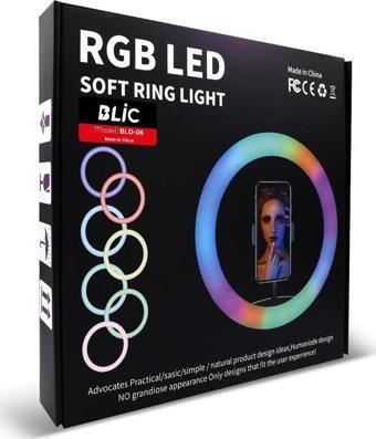 BLİC BLD-06 RGB LED SOFT RING LIGHT MJ36 +  TRIPOD AYAK TELEFON TUTUCU