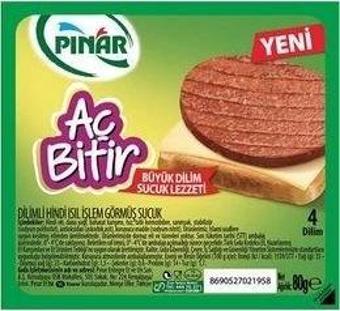 PINAR SUCUK HİNDİ DİLİMLİ AÇ BİTİR 80GR