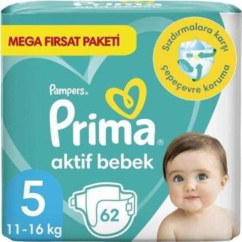 Prima Aktif Bebek 5 Beden Bebek Bezi 62 Adet Junior Mega Fırsat Paketi