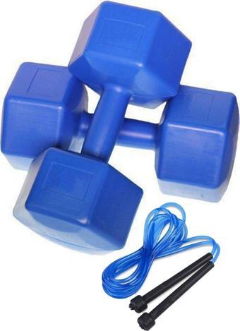 Leyaton 5Kg X 2 Adet Dambıl Ve Atlama Ipi Kombin Seti Vinyl Kaplama Dumbell